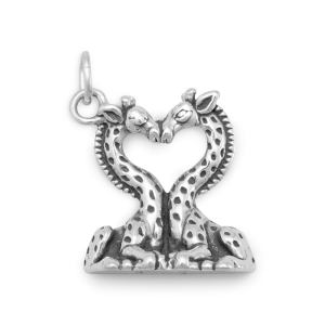 Oxidized I LONG For You Heart Shaped Giraffes Charm