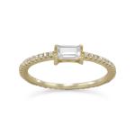 14 Karat Gold Plated Rectangle CZ Ring