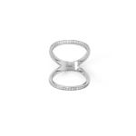 Rhodium Plated CZ Double Band Knuckle Ring