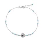 9.25 + .75 Compass and Blue Bead Anklet