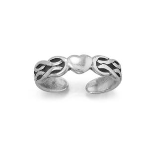 Oxidized Celtic Heart Design Toe Ring