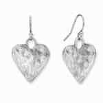 Oxidized Sterling Silver Hammered Heart Dangle Earrings