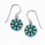 Oxidized Sterling Silver Reconstituted Turquoise Flower Earrings