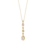 16 + 2 14 Karat Gold Plated CZ and Rainbow Moonstone Drop Necklace